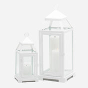 Richland White Contemporary Metal Lantern with Clear Glasses - Large - thumbnail number 7