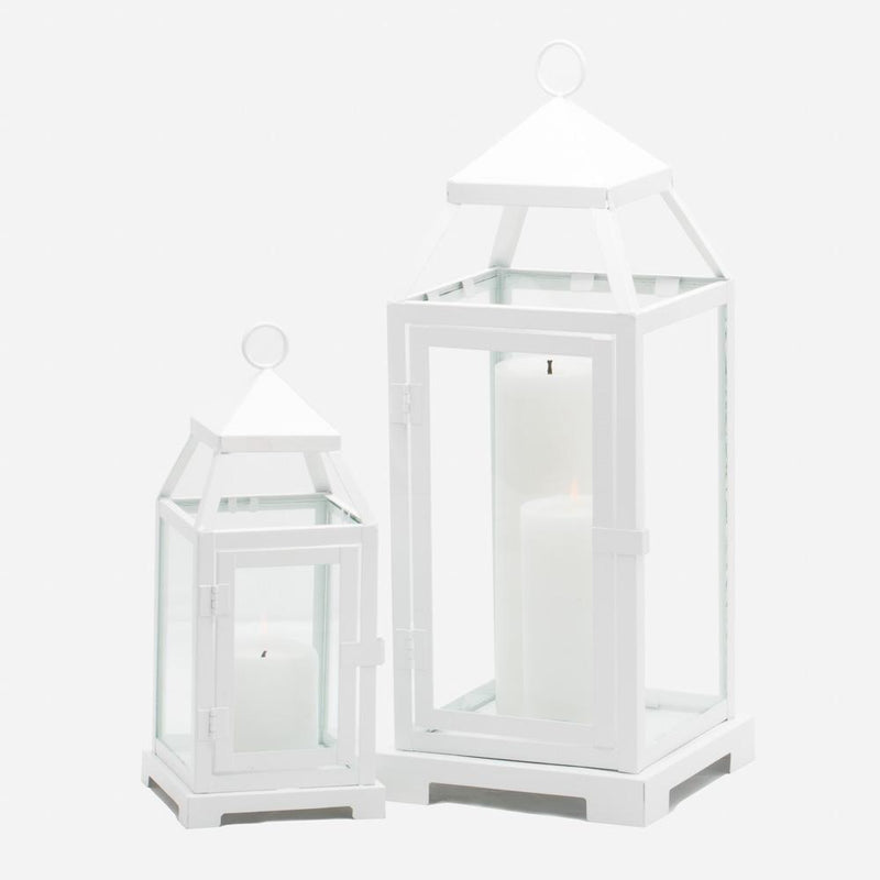 Richland White Contemporary Metal Lantern with Clear Glasses - Large - thumbnail number 7