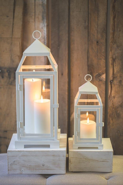 richland white contemporary metal lantern with clear glasses small - thumbnail number 7