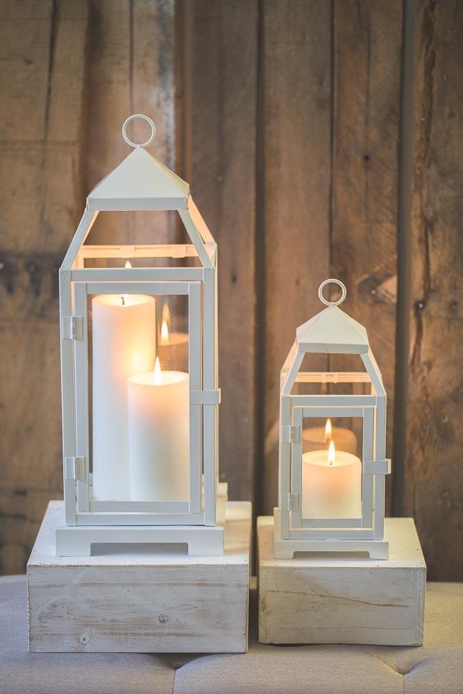 richland white contemporary metal lantern with clear glasses small - thumbnail number 7