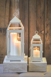 richland white contemporary metal lantern with clear glasses large - thumbnail number 4