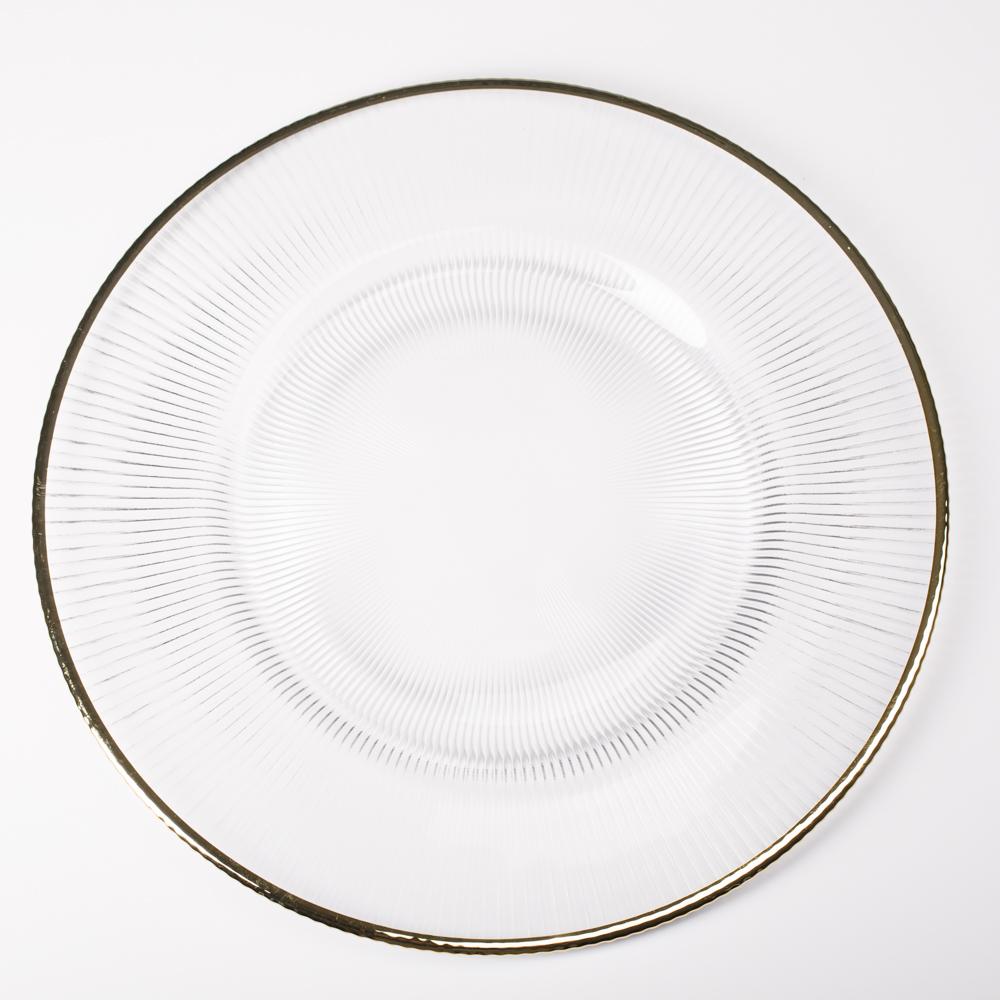 richland 13 gold rim glass charger plate set of 12