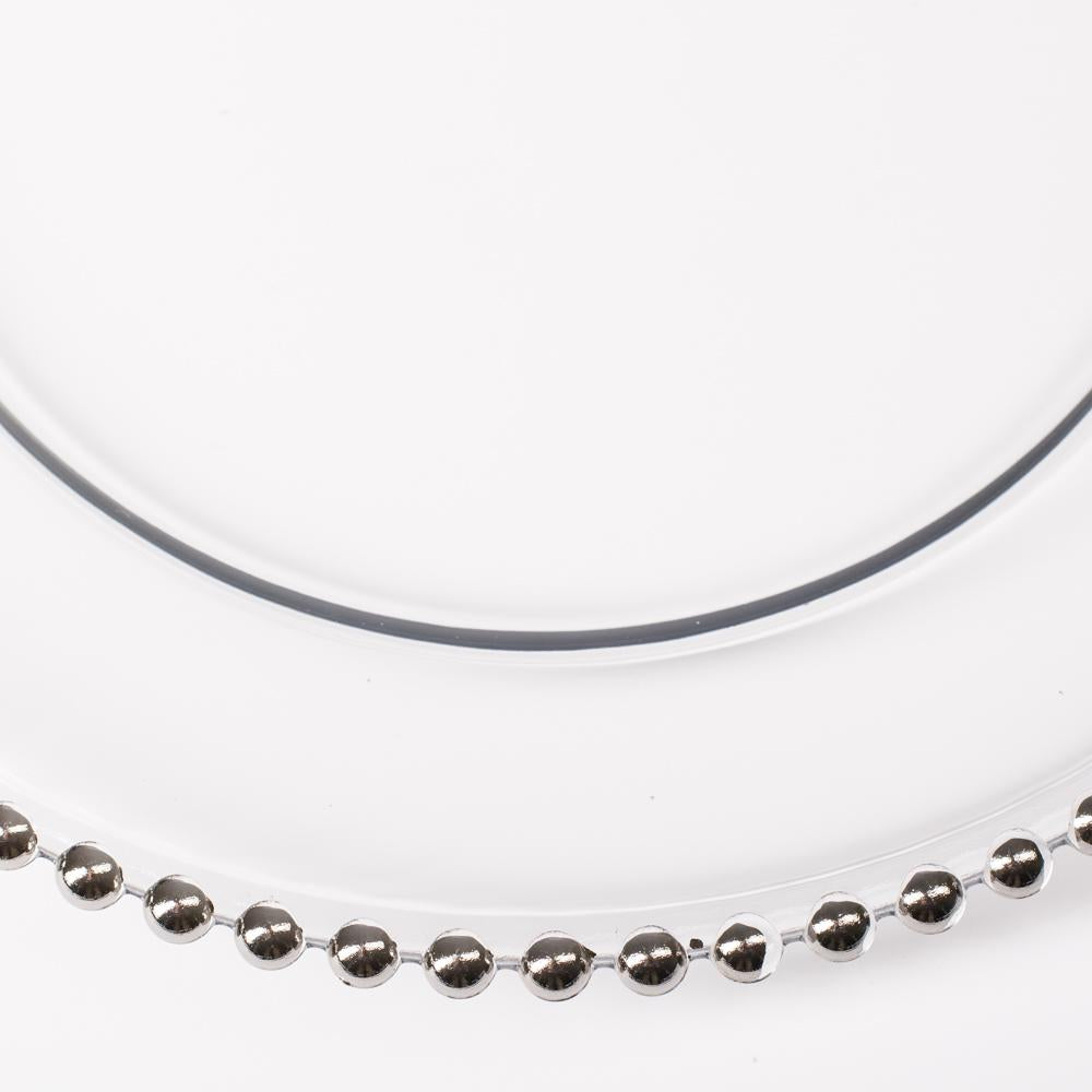 richland 13 silver beaded glass charger plate set of 12