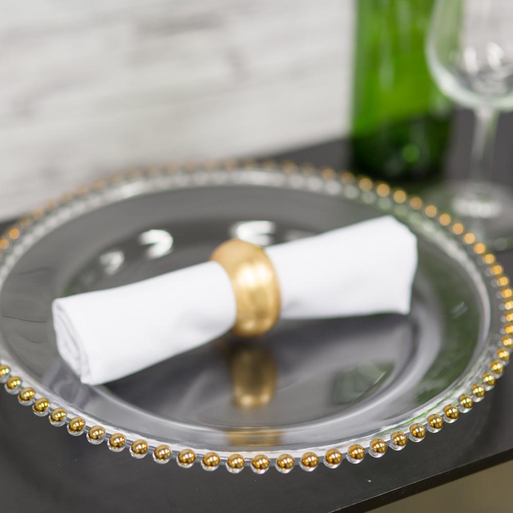 Richland 13" Gold Beaded Glass Charger Plate Set of 12