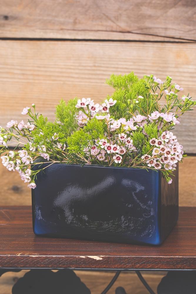 Richland Marlee Square Vase Navy Blue