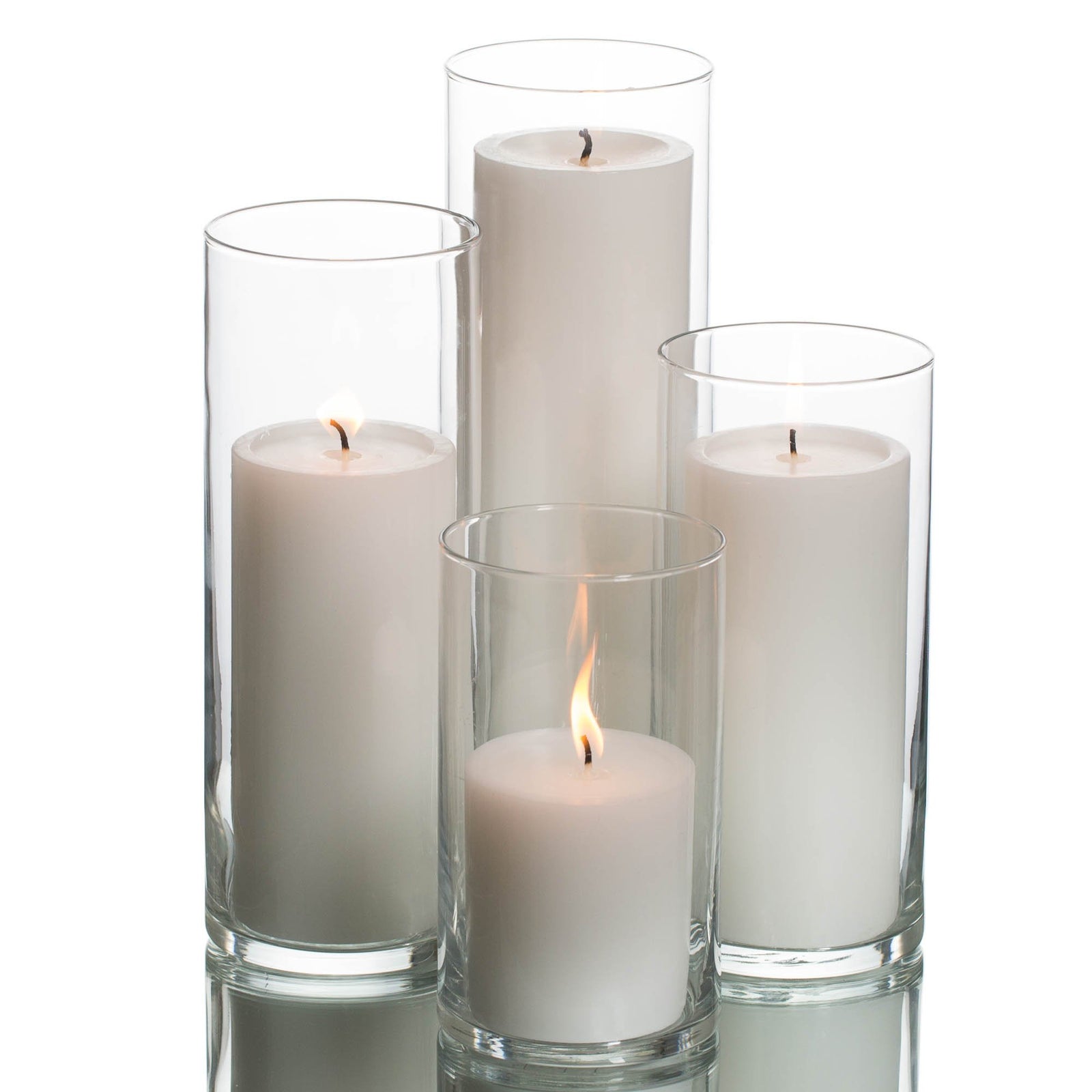 Classic White Candles in Glass, Set of 4, 8-inches Tall : : Home