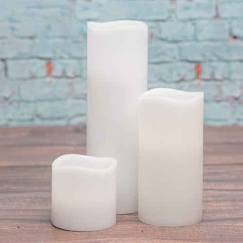 Richland Flameless LED Wavy Top Pillar Candle White 3 x3 Quick Candles