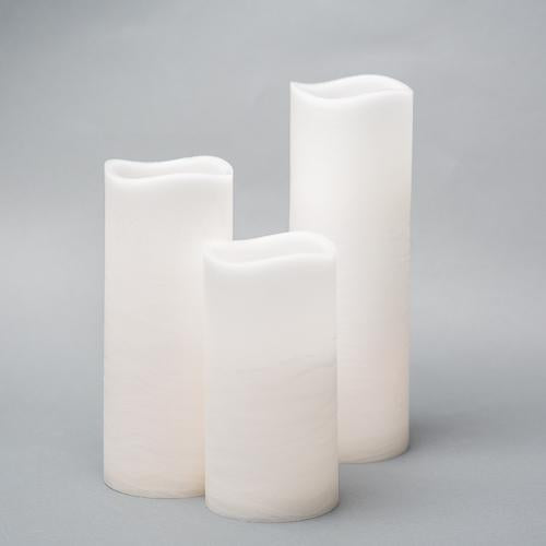 Richland 4" Large LED Pillar Candle with Wavy Top (3 Sizes) - Set of 3