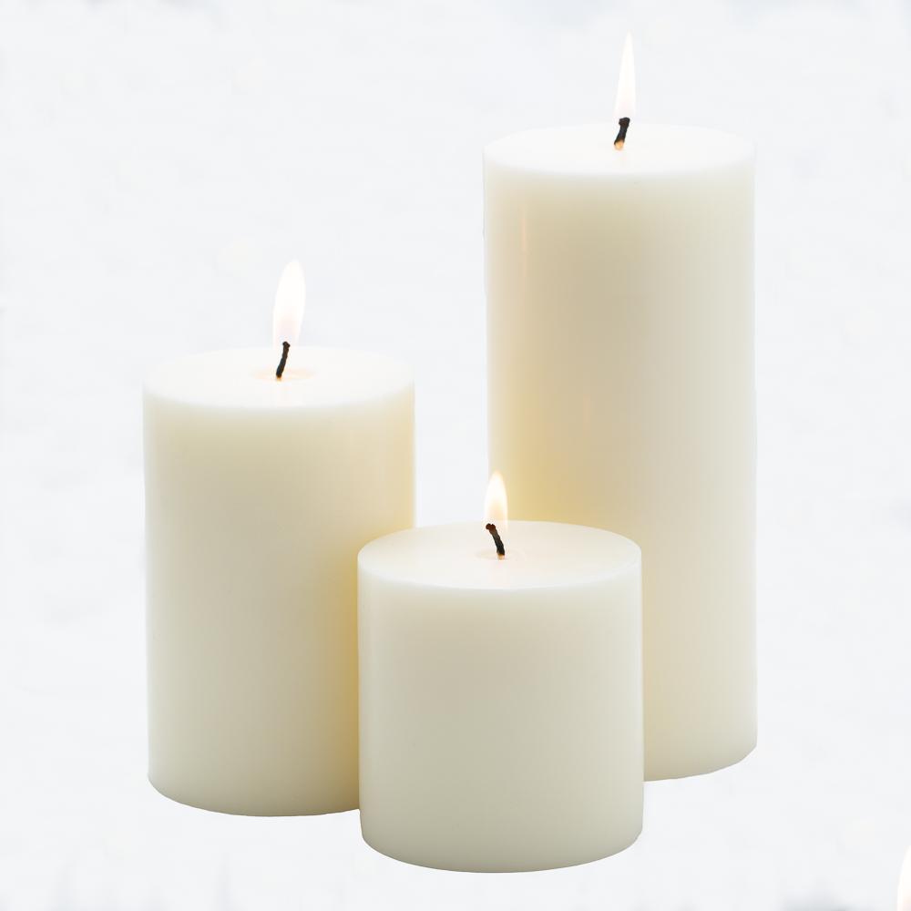 richland pillar candles 4 x4 4 x6 4 x9 light ivory set of 3