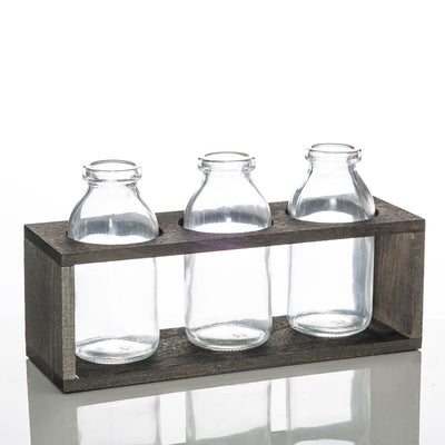 richland vintage milk bottle vases with wooden stand - thumbnail number 6