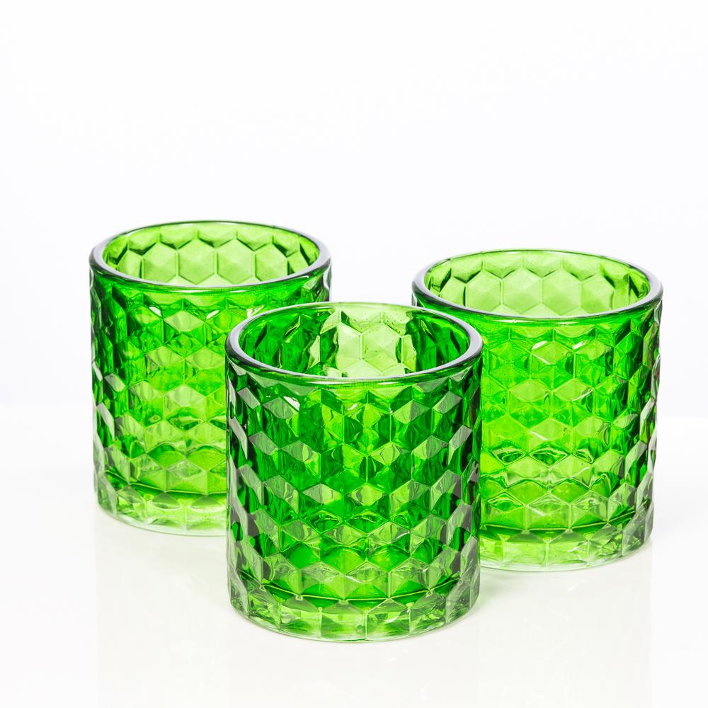 richland green chunky honeycomb glass votive tealight holder set of 12