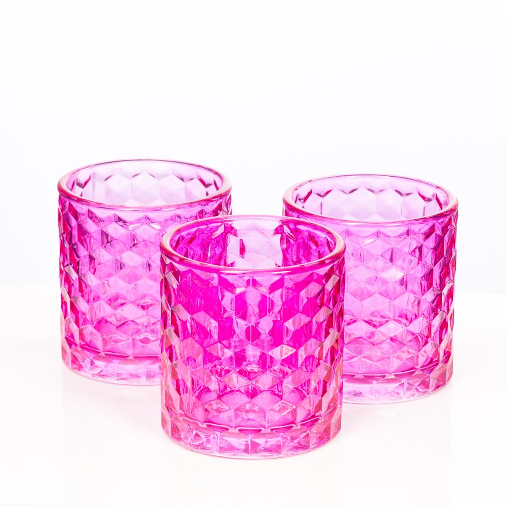 richland pink chunky honeycomb glass votive tealight holder set of 24