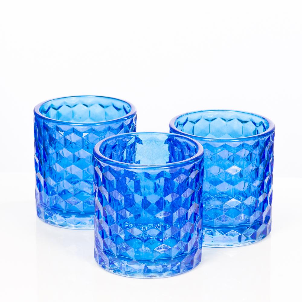 richland blue chunky honeycomb glass votive tealight holder set of 24