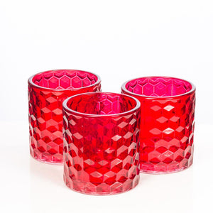 richland red chunky honeycomb glass votive tealight holder set of 6