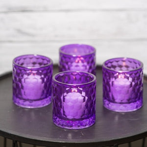 Richland Purple Chunky Honeycomb Glass Votive & Tealight Holder Set of 12