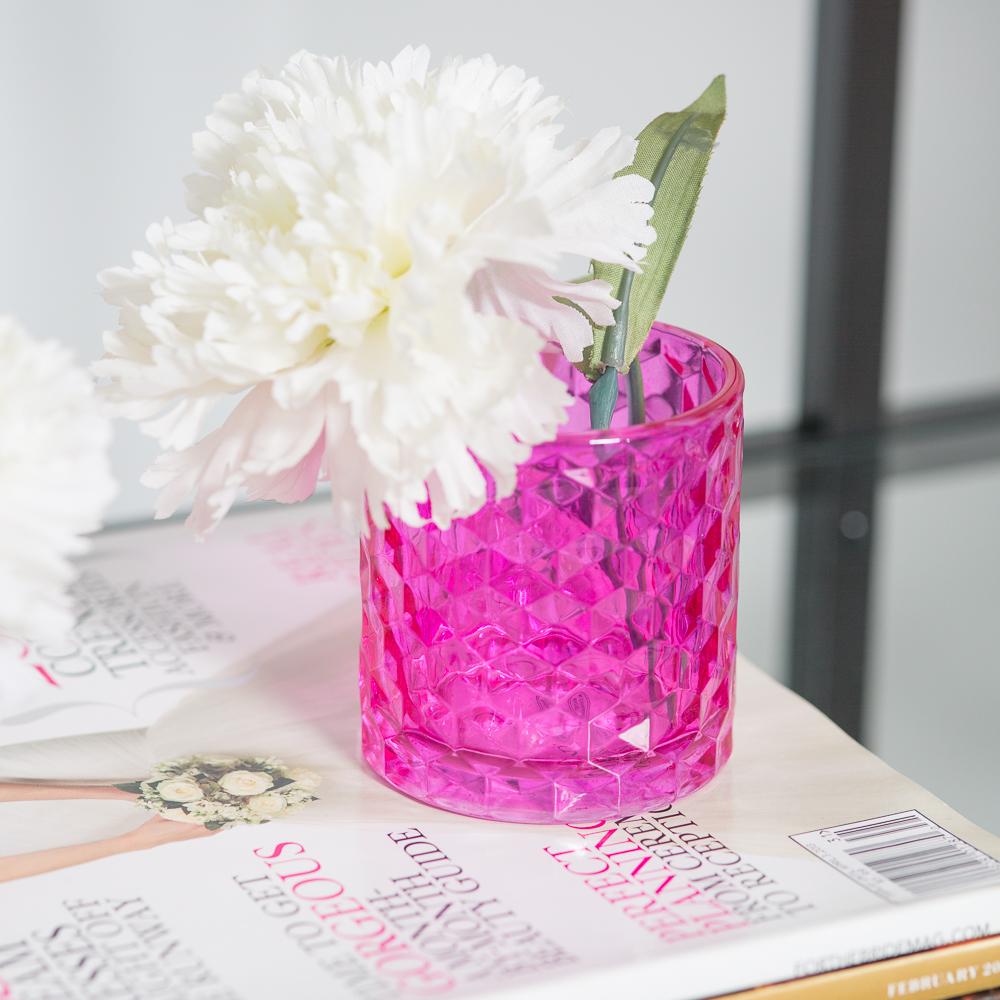 Floral Candle with Pink Flower - Clear Jar