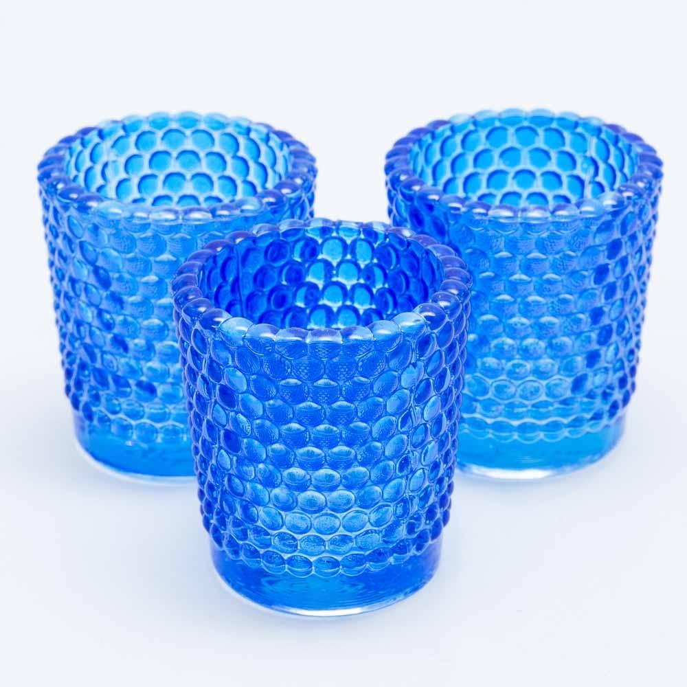 richland votive holder hobnail blue set of 12