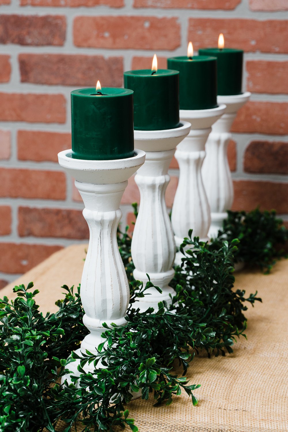 Richland Pillar Candles 3"x3" Dark Green Set of 48