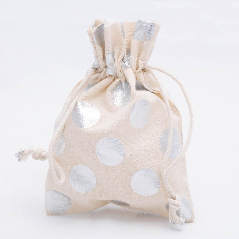 Richland Cotton Bag 5" x 7" with Silver Dots Set of 12 - thumbnail number 1