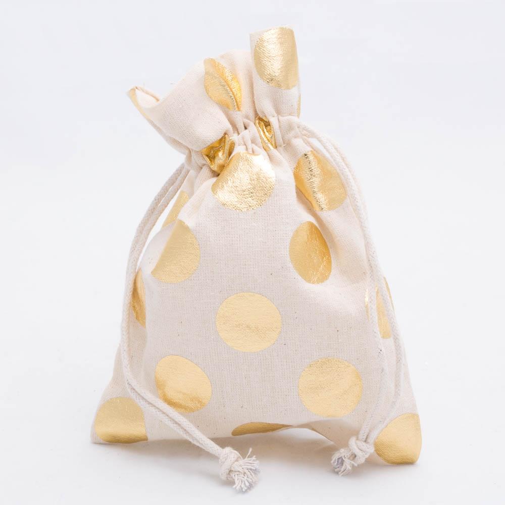 richland cotton bag 5 x 7 with gold dots set of 48