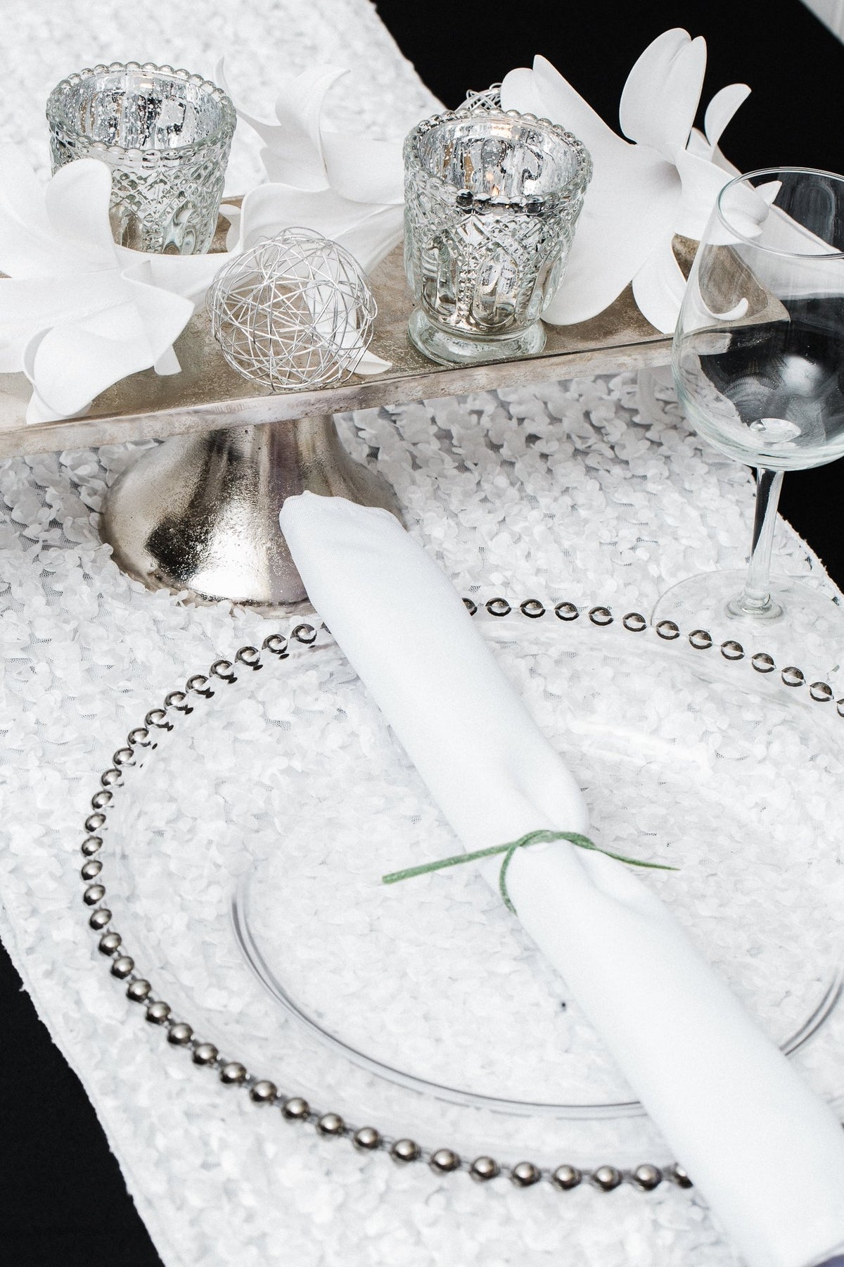 Richland 13" Silver Beaded Glass Charger Plate Set of 12