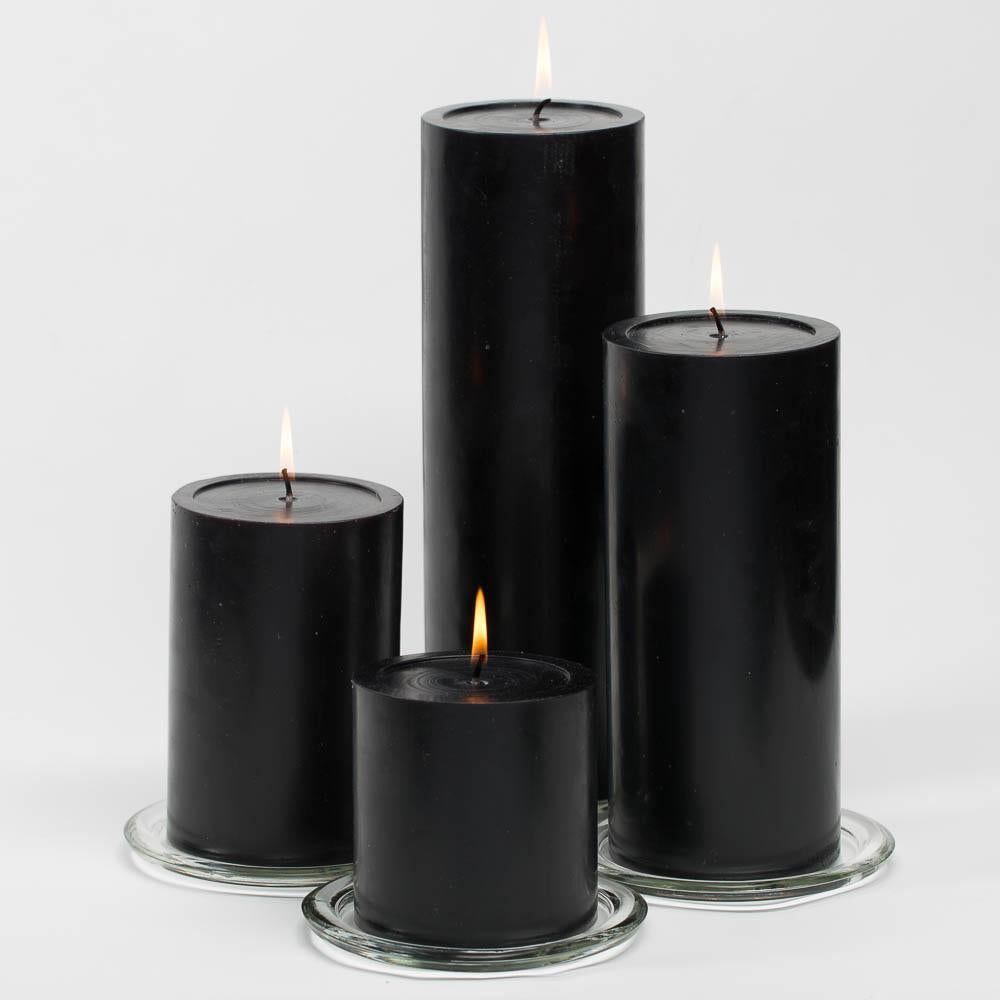 richland 4 x 4 black pillar candles set of 6