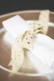 Richland Ribbon Linen Fringed Edge 1" x 5 Yards with Silver Dots Set of 12 - thumbnail number 2