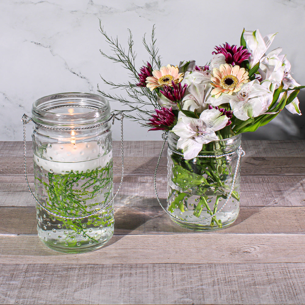 Eastland 5.1" Hanging Dotted Glass Jar with Handle