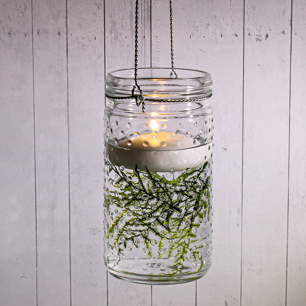 Eastland 7.5" Hanging Dotted Glass Jar with Handle 