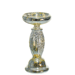 Eastland Unique Mercury Glass Pillar Candle Holder 8.5"