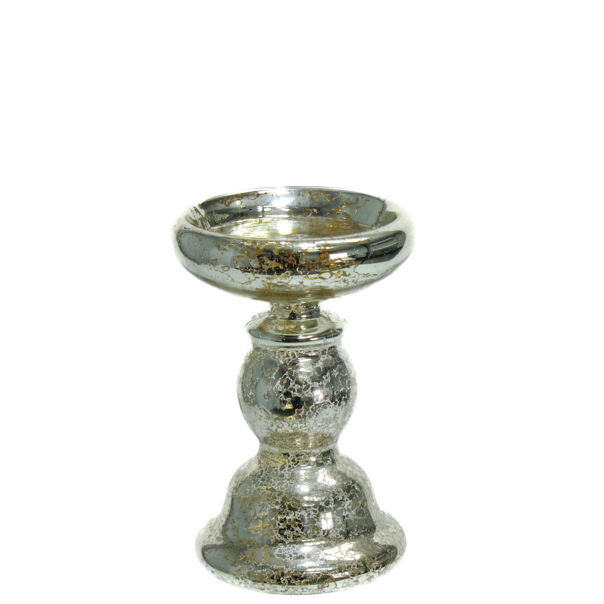 Eastland Unique Mercury Glass Pillar Candle Holder 6.5"