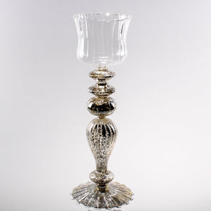 Richland 13.5" Mercury Pillar Candle Holder with Clear Glass