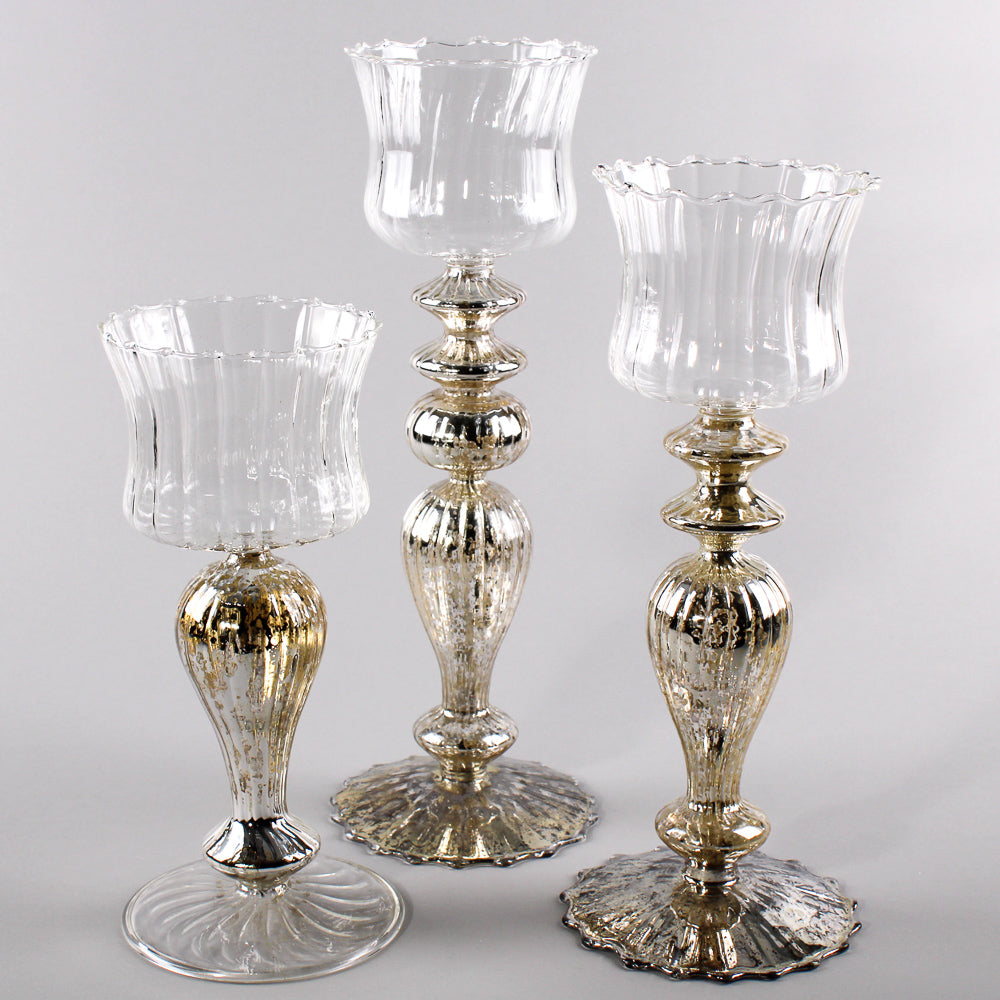 Richland Mercury Pillar Candle Holder with Clear Glass Set of 3