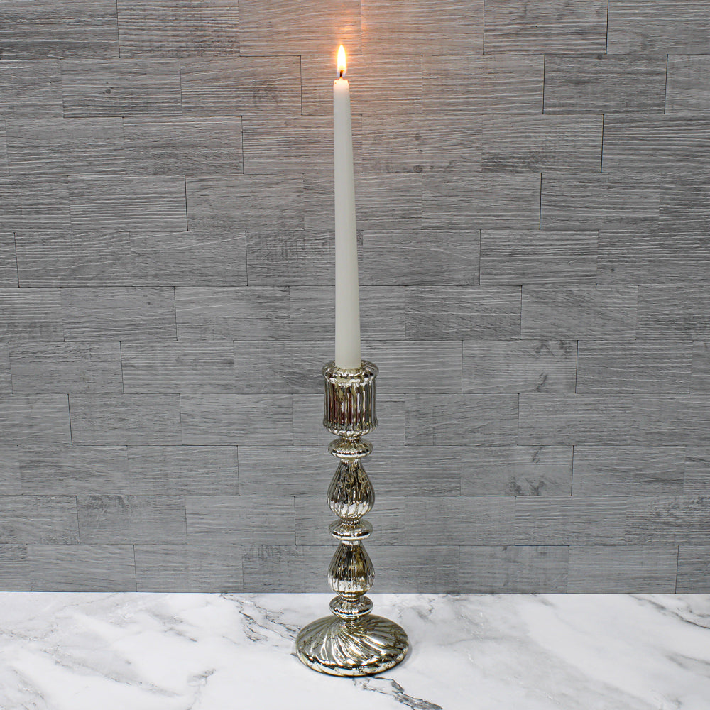 Richland Ribbed Unique Mercury Glass Taper Candle Holder Set of 3