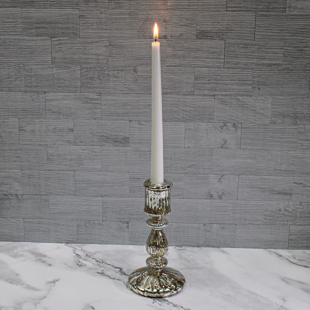 Richland Ribbed Unique Mercury Glass Taper Candle Holder Set of 3