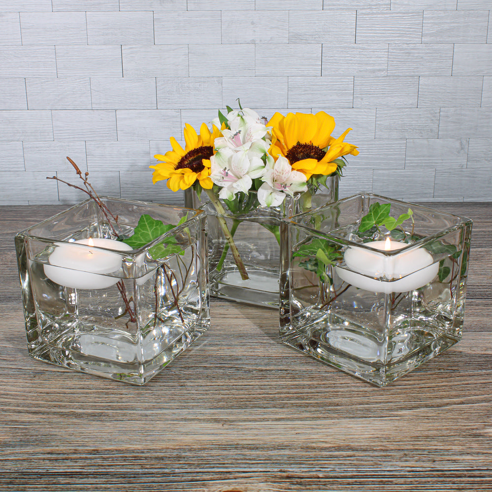 Square Container Crafts Square Glass Vase Centerpiece Ideas