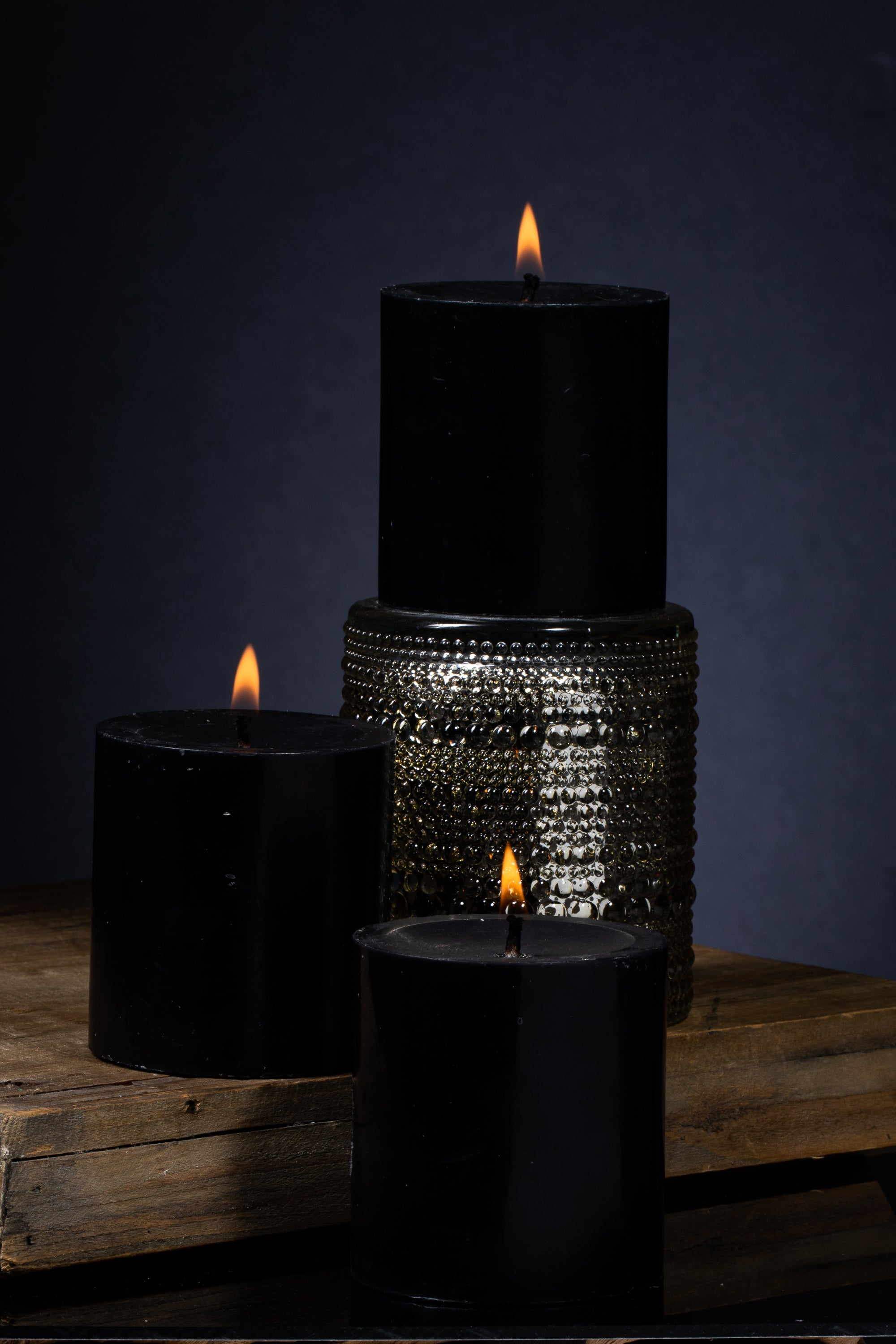 Richland Pillar Candles 3"x3" Black Set of 48