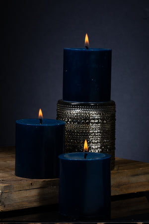 Richland Pillar Candle 3"x3" Navy Blue