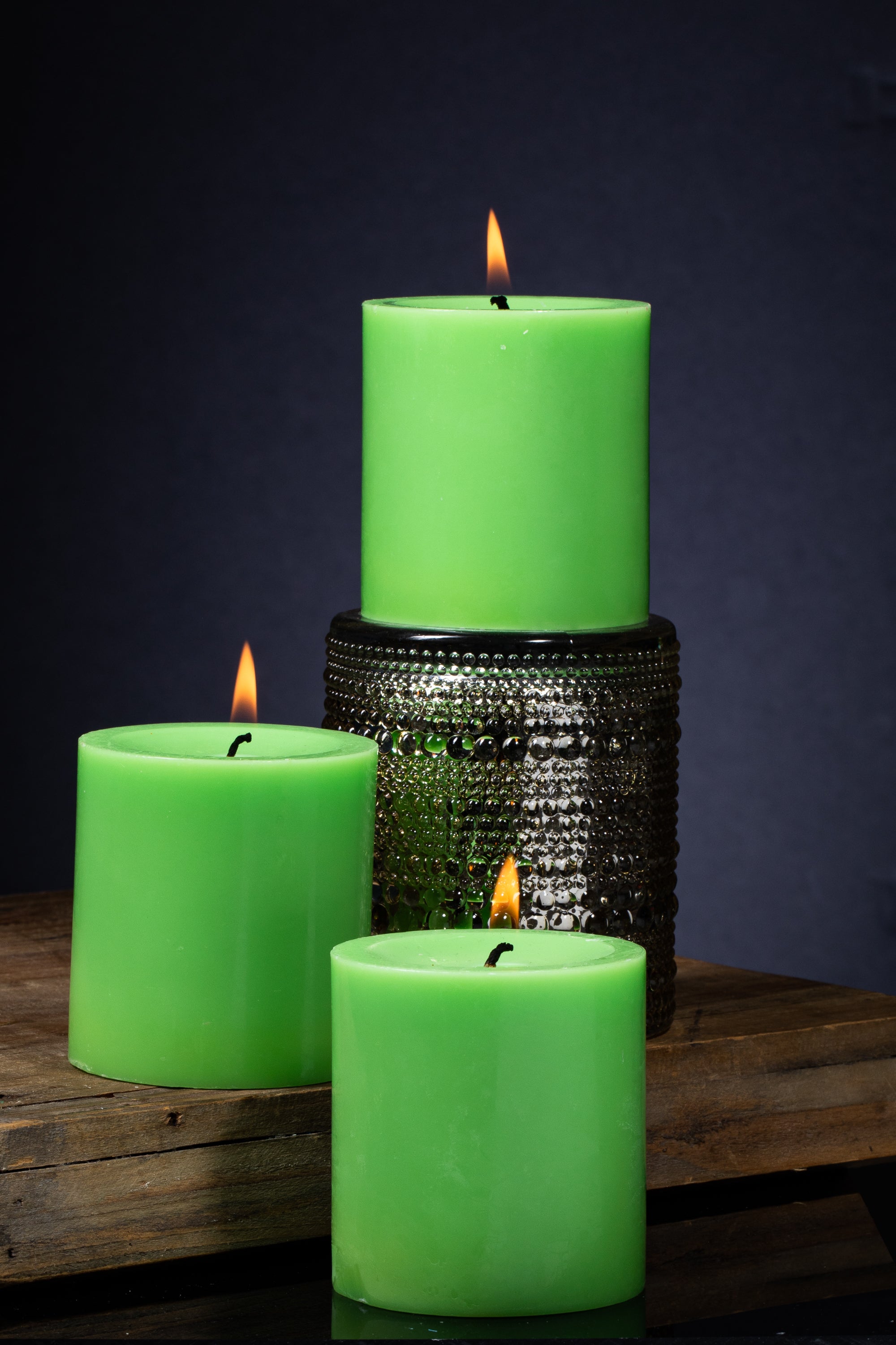 Richland Pillar Candles 3"x3" Green Set of 24
