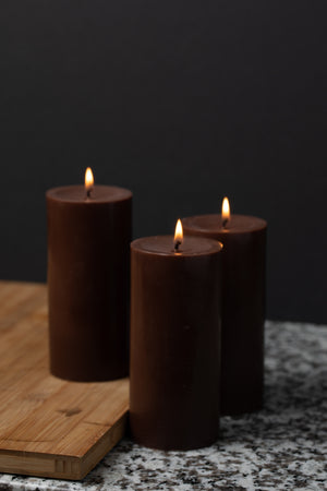 Richland Pillar Candles 3"x6" Brown Set of 6