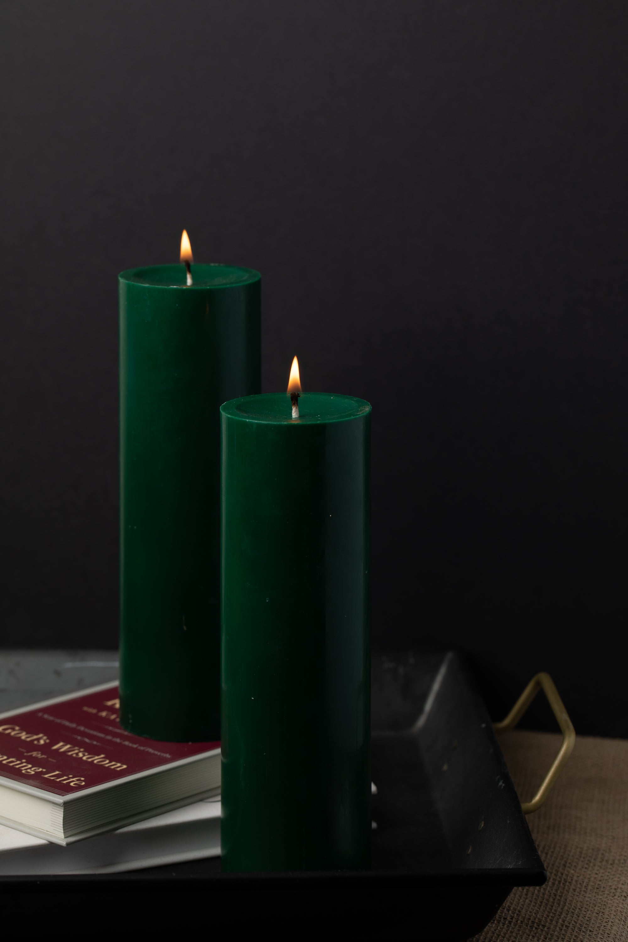 richland pillar candles 3 x9 dark green set of 12