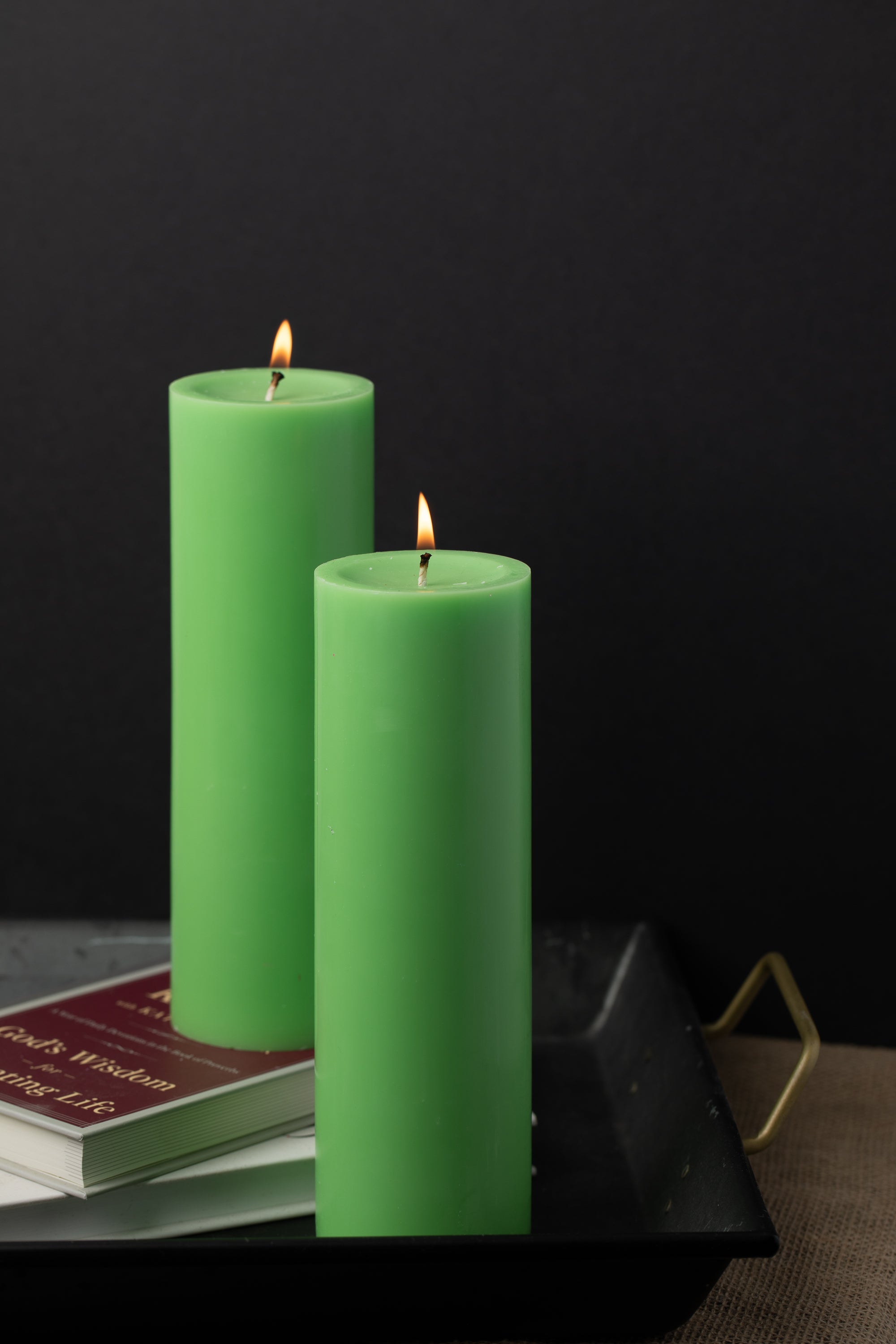 Richland Pillar Candles 3"x9" Green Set of 6