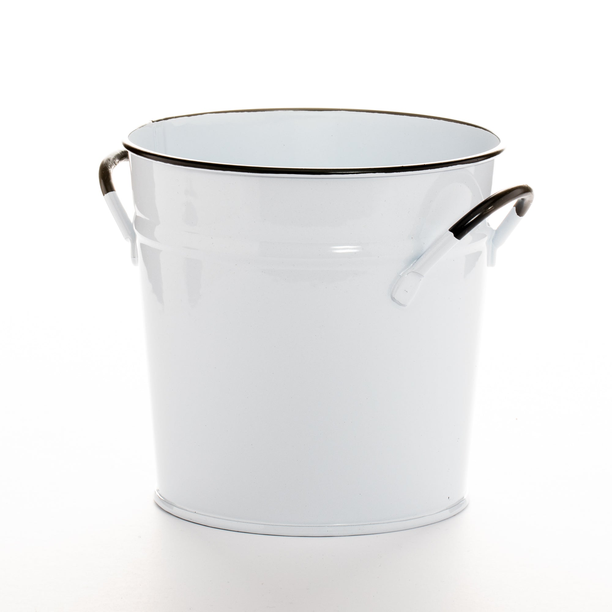 White Enamel Bucket 5x5 with handles