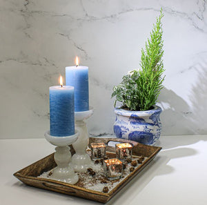 Richland Rustic Pillar Candle 3"x 6" Light Blue