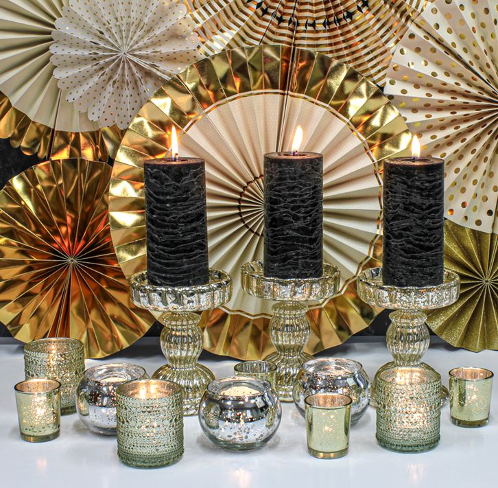 Richland Mercury Candle Holder Pearly Metallic Gold Large Set of 24