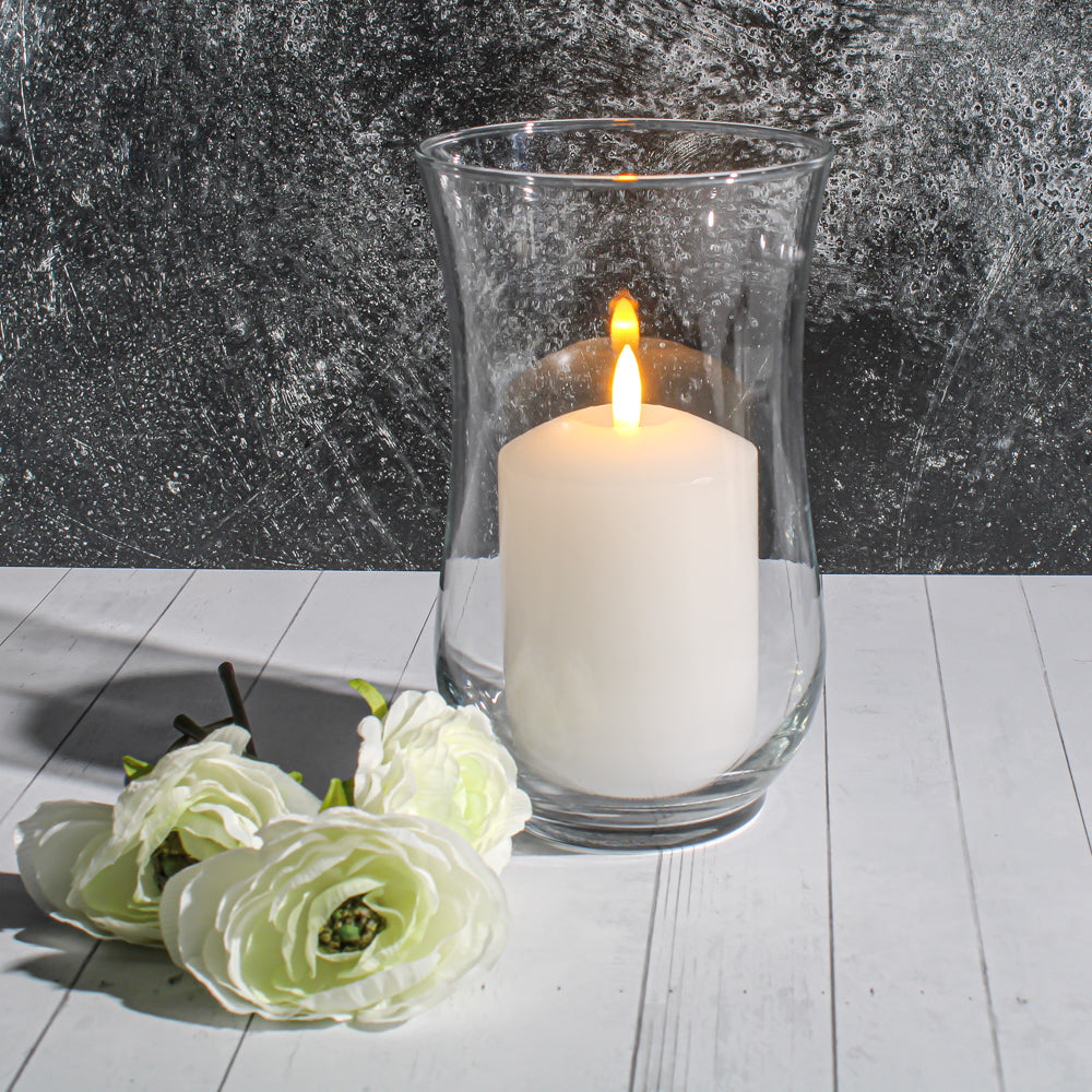 Richland 3"X4" Bullet LED Wax Candle White in Hurrican Vase