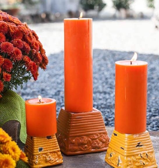 Richland Pillar Candles 3"x3", 3"x6" & 3"x9" Orange Set of 3