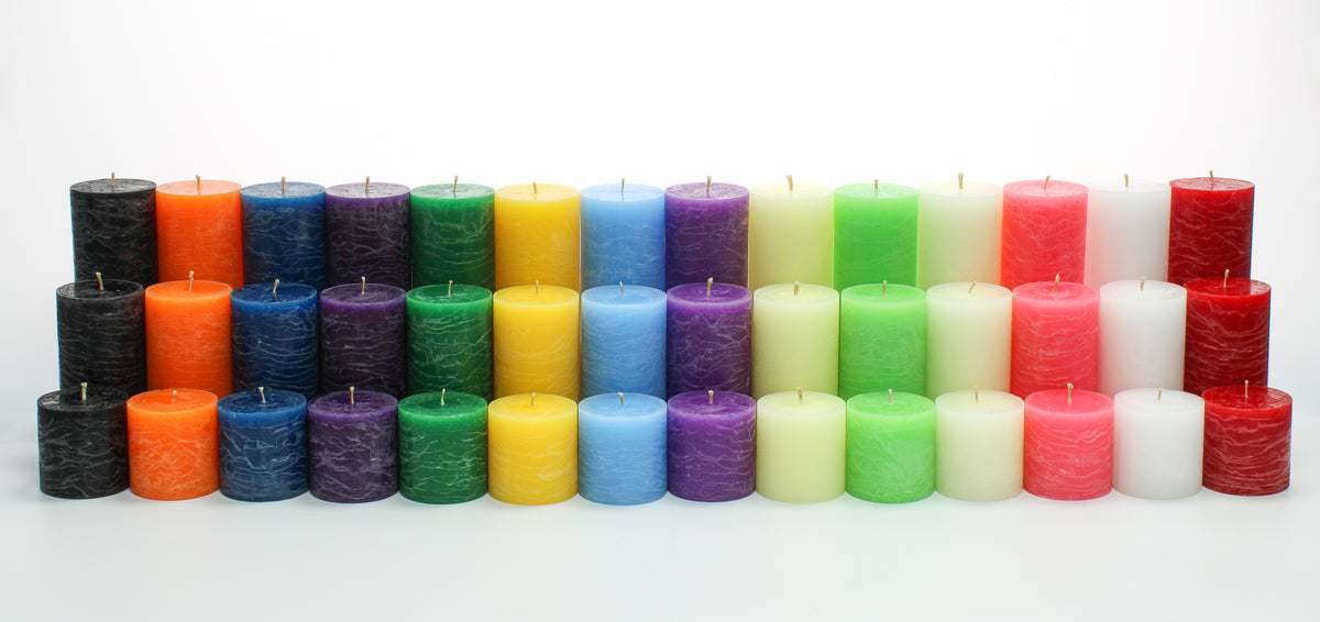 Richland Rustic Pillar Candle 3"x 3" Black Set of 48