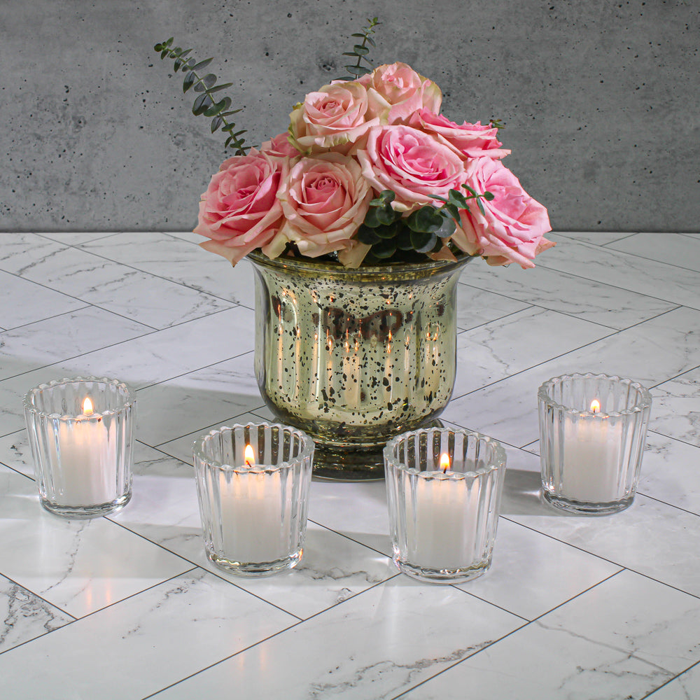 Pleated Glass Candle Holder clear