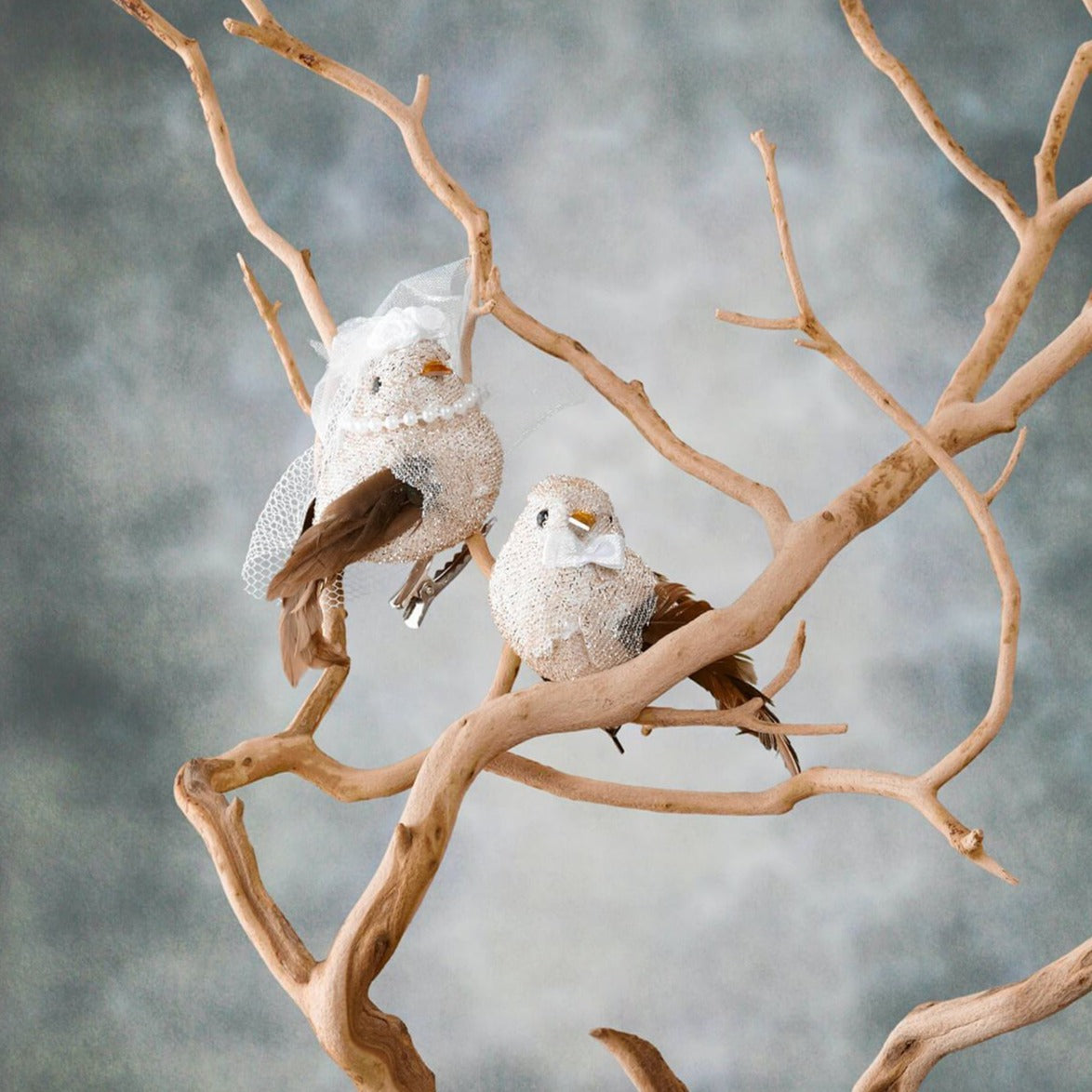 Small 3" Gold and Copper Wedding Birds, Artificial Birds
